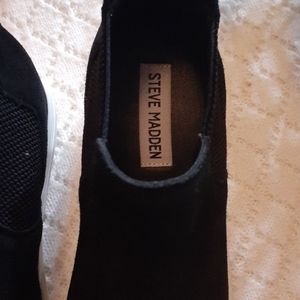 Steve Madden Womens Wedgie Black Suede Fashion Sne